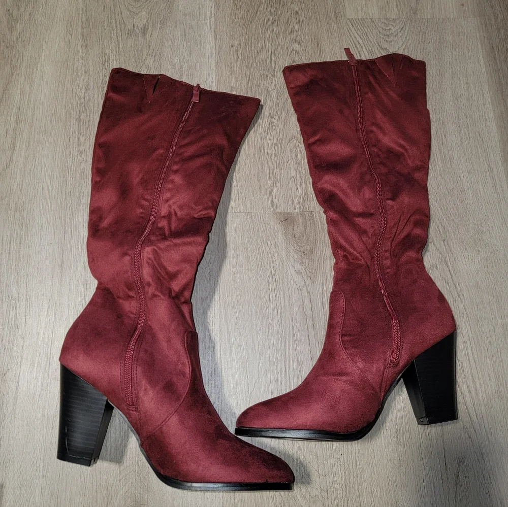 Forever | 3" womens suede heeled zip up boots - Picture 4 of 4